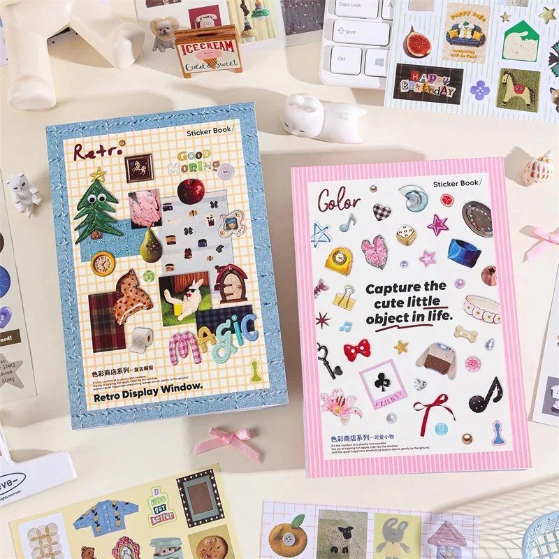 50 Sheets A5 Sticker Book Retro Showcase Cute Aesthetic Stickers Set DIY Scrapbook Journal Decor Stickers For Craft Lovers