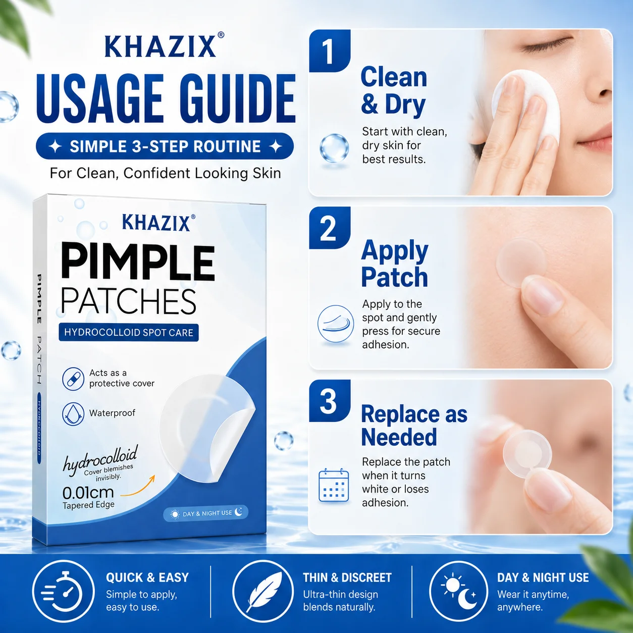 144/360/720Pcs Invisible Hydrocolloid Facial Patches, Assorted Sizes, Breathable Waterproof Clear Skin Stickers, Daily Use