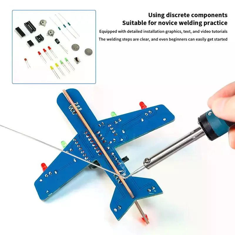 1/2/3Set LED Flow Light Aircraft Model Kit DIY Electronic Science Assembly Kit DIY Electronic Welding Set School Supplies