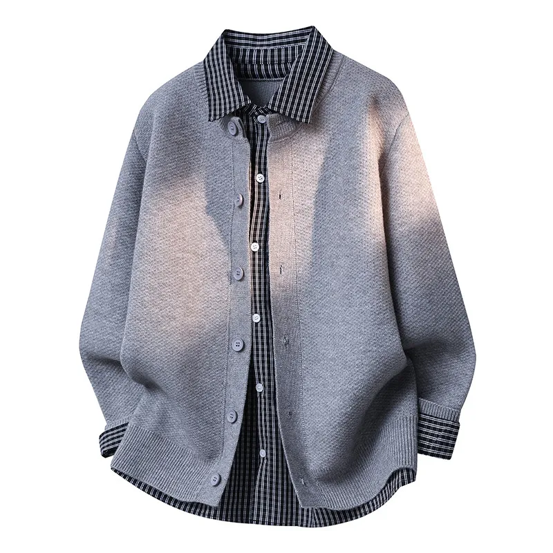 

Новый мужской вязаный кардиган-пальто 2025 года: осенне-зимний повседневный дизайн, на пуговицах, средней толщины, теплый