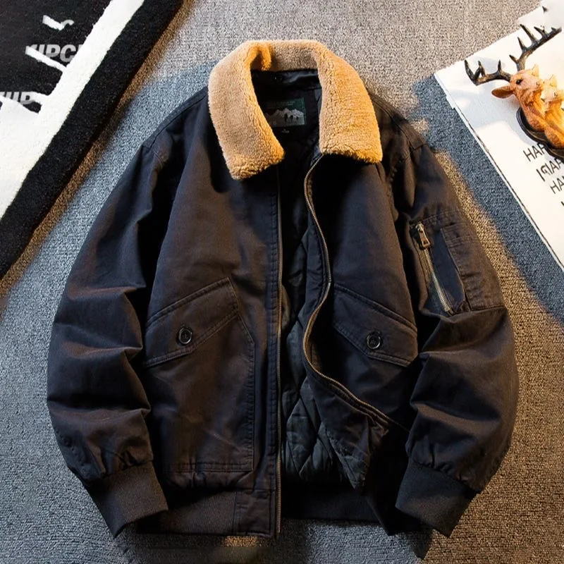 

New Winter Fashion Trend American Vintage Thickened Warm Cotton-Padded Jacket For Men's Casual Loose Sport High Quality Coat
