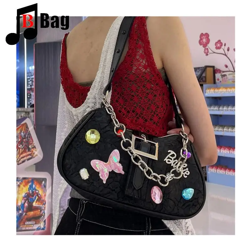 Spice Girl Underarm Bag Women's Handbag Retro Casual Gothic Harajuku Fold Y2K One Shoulder Cross-body Sweet and Spicy Bag