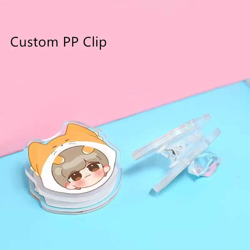 

Custom Cute Book PP Clip Fashion Test Paper Clips Acrylic Cartoon Anime Pet Personalized Figure Photos Data Clamp Ornament Gifts