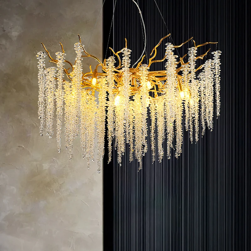 

Luxury Crystal Chandeliers Home Villa Living Dining Room LED Lighting Ceiling Pendant Lamps Indoor Decor Hanging Lights Fixtures