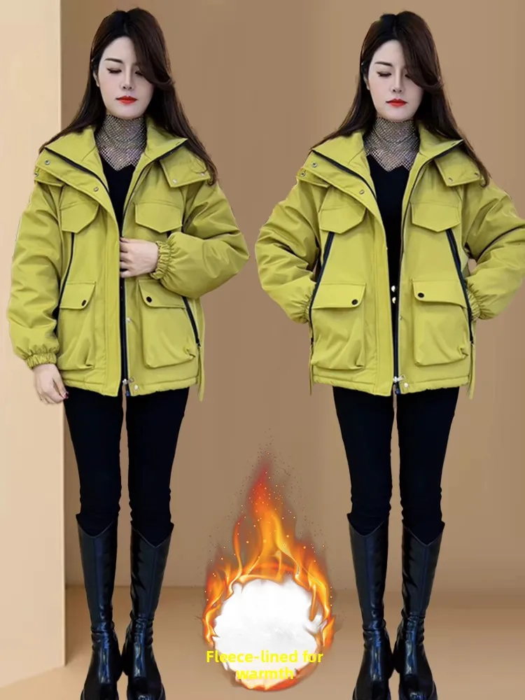 Femmes décontracté Fce doublé Thiened à capuche coton Jaet ort Sle hiver nouveau Sle couverture viande vêtements de travail manteau fermeture à glissière