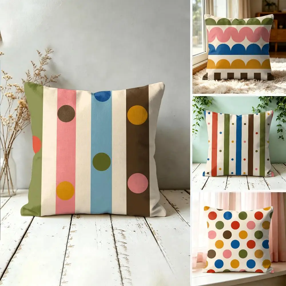 Colorful Checkerboard Cushion Cover Silky Short Plush Invisible Zipper Dustproof Sofa Pillow Case For Home Decor