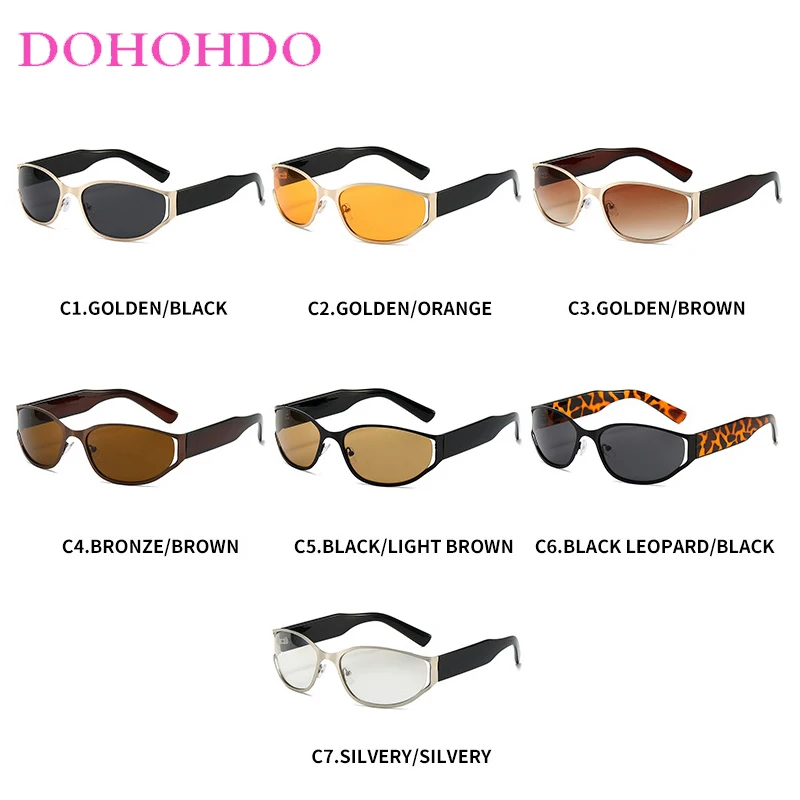 Trend Y2K Sunglasses Women Men New Fashion Brand Design Metal Frame Oval Sun Glasses Ladies Outdoor Cycling Shades Eyewear UV400