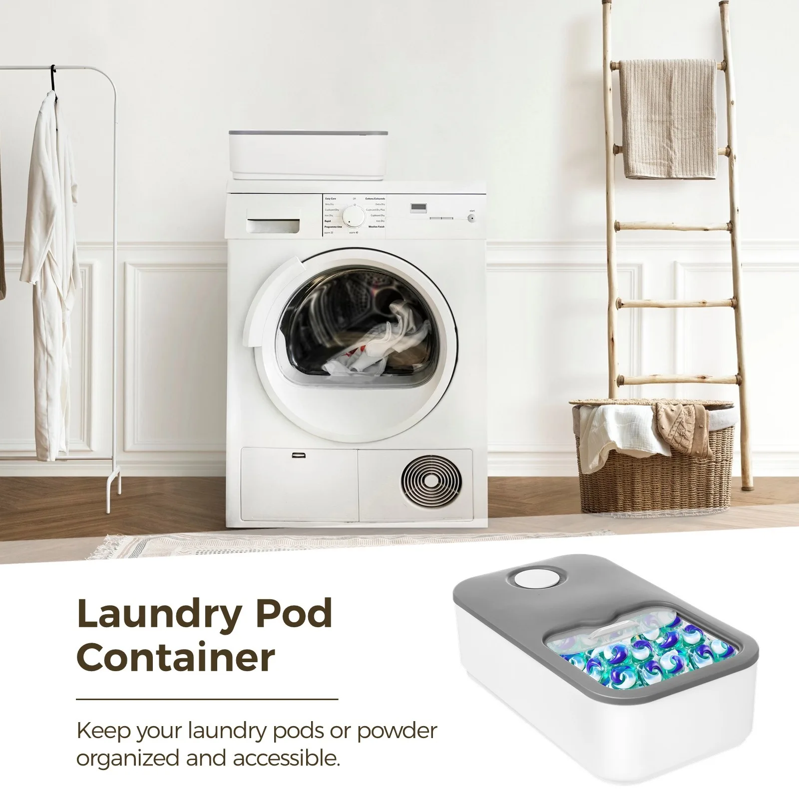 2Pcs Laundry Pod Containers Laundry Detergent Containers Slide Lids Measuring Cups Laundry Pod Holders Laundry Powder Containers