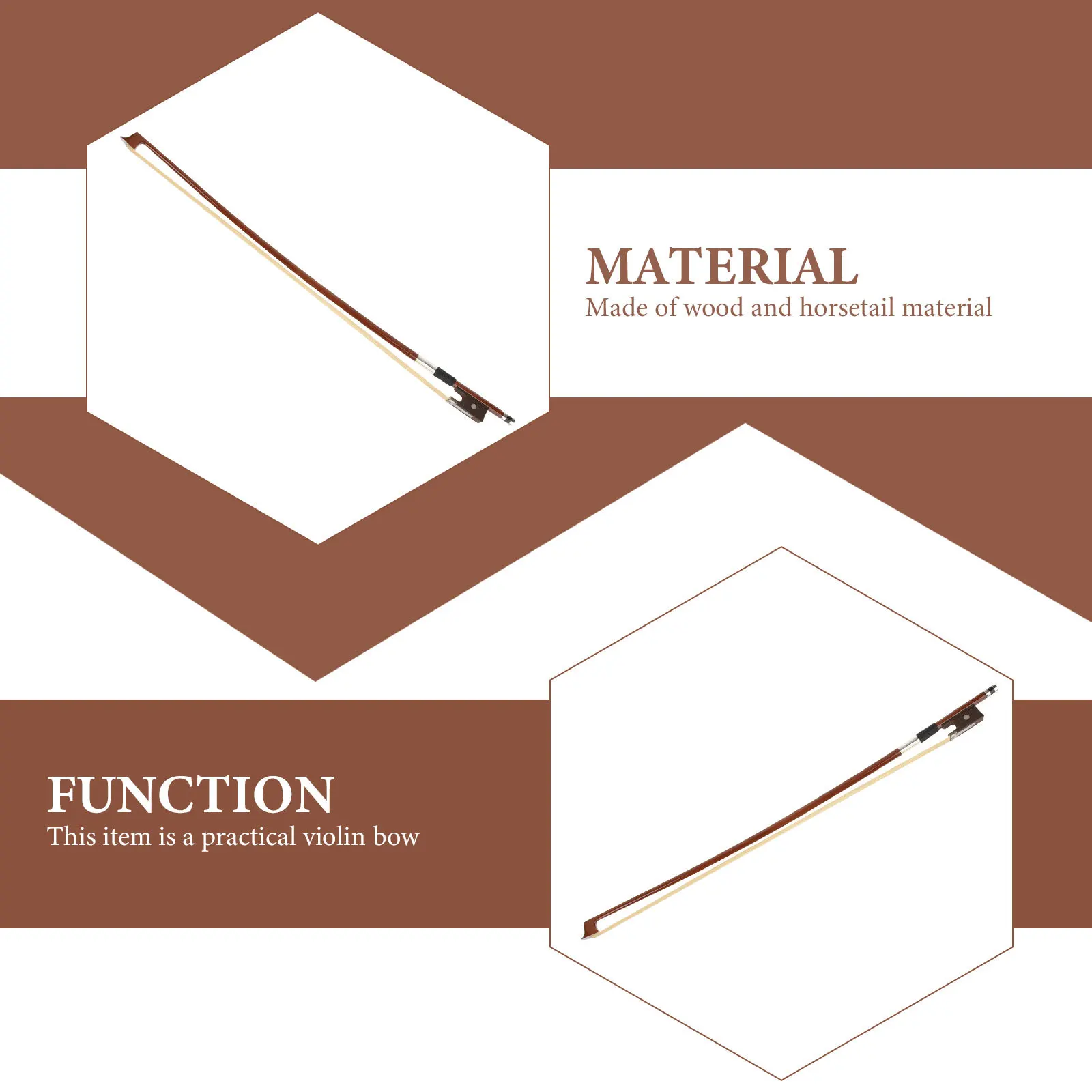 

Wooden Violin Bow 1/4 Student Practice Bow Horsetail Hair Well Balanced For Beginner Kids Adult Learners Instrument Accessory