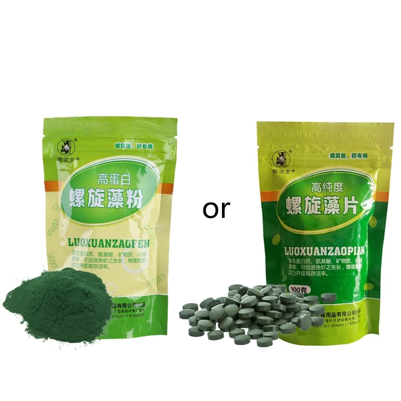 Ornamental Fish Food Spirulina-Powder 3.5 Oz Blended-Diet for Gold-fish Guppy Lanternfish Resealable Package