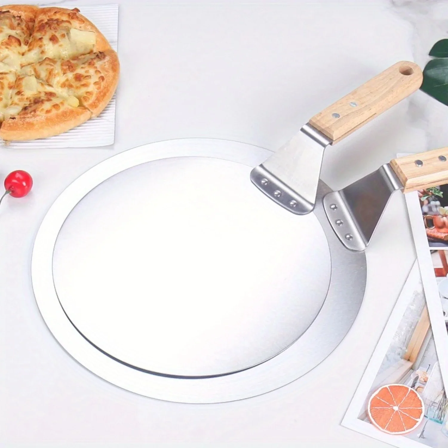 

"Durable" Stainless Steel Pizza Spatula With Wooden Handle - 10" & 12" Sizes Available, Perfect For Baking And Cake Transfer