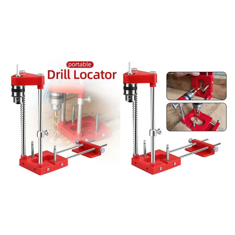 

AT29-Woodworking Drill Locator Drilling Jig Punch Locator Holder Drill Guide Fixture With Scale Precise Positioner