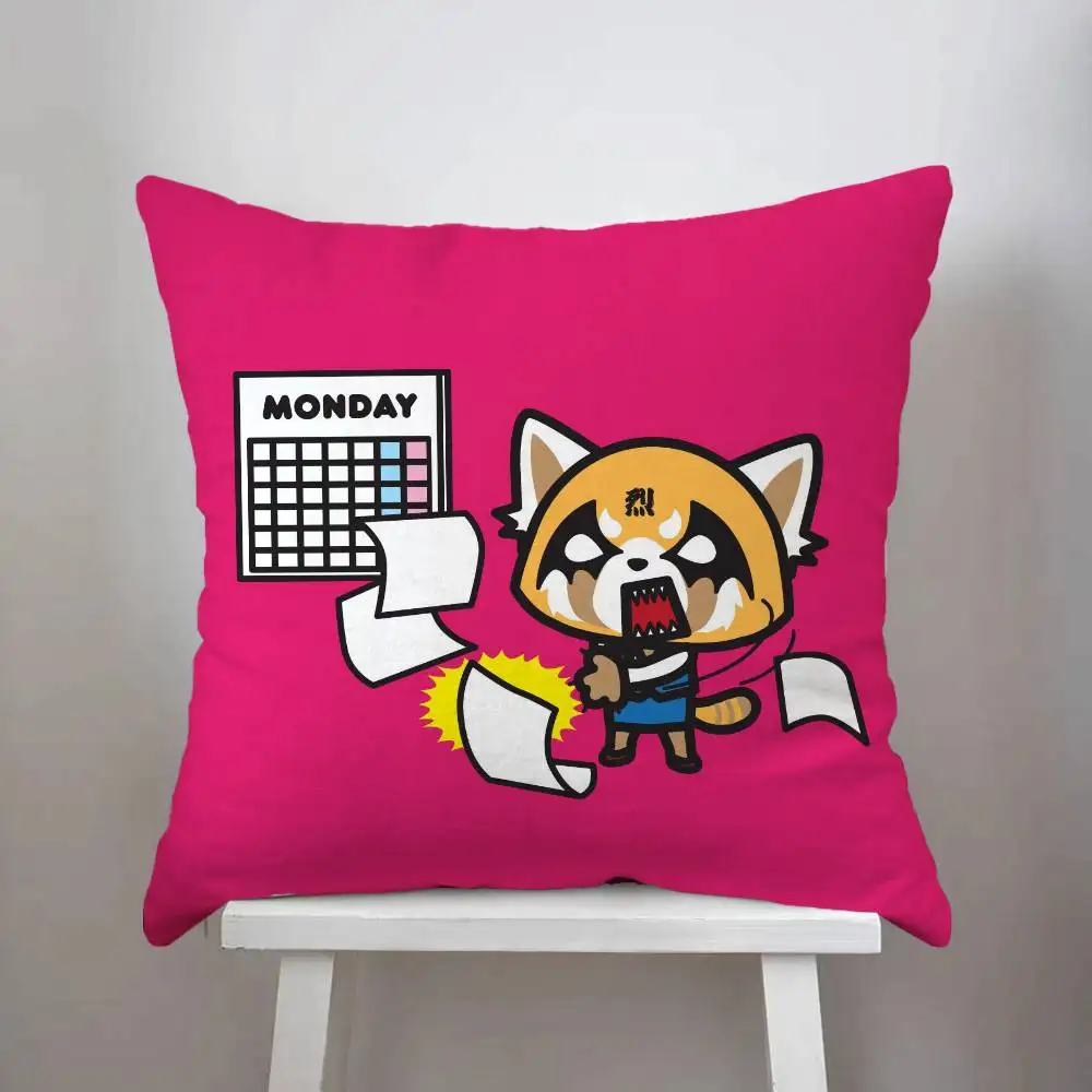Kawayi A-Aggretsuko كيس وسادة فاخر على الوجهين لوسائد السيارة 45x45 غطاء الوسائد المنزل والديكور أريكة المخدة 50x
