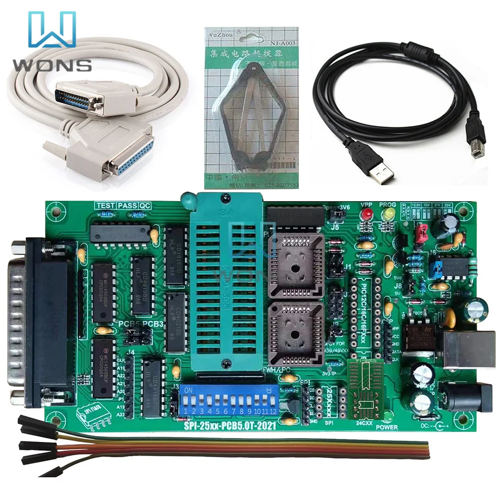 Diymore SPI 25xx PCB5.0T-2021 programator EPROM BIOS009 PIC obsługuje klips promocyjny 0.98 d12 PLCC32 + SOIC 8-pinowy Adapter