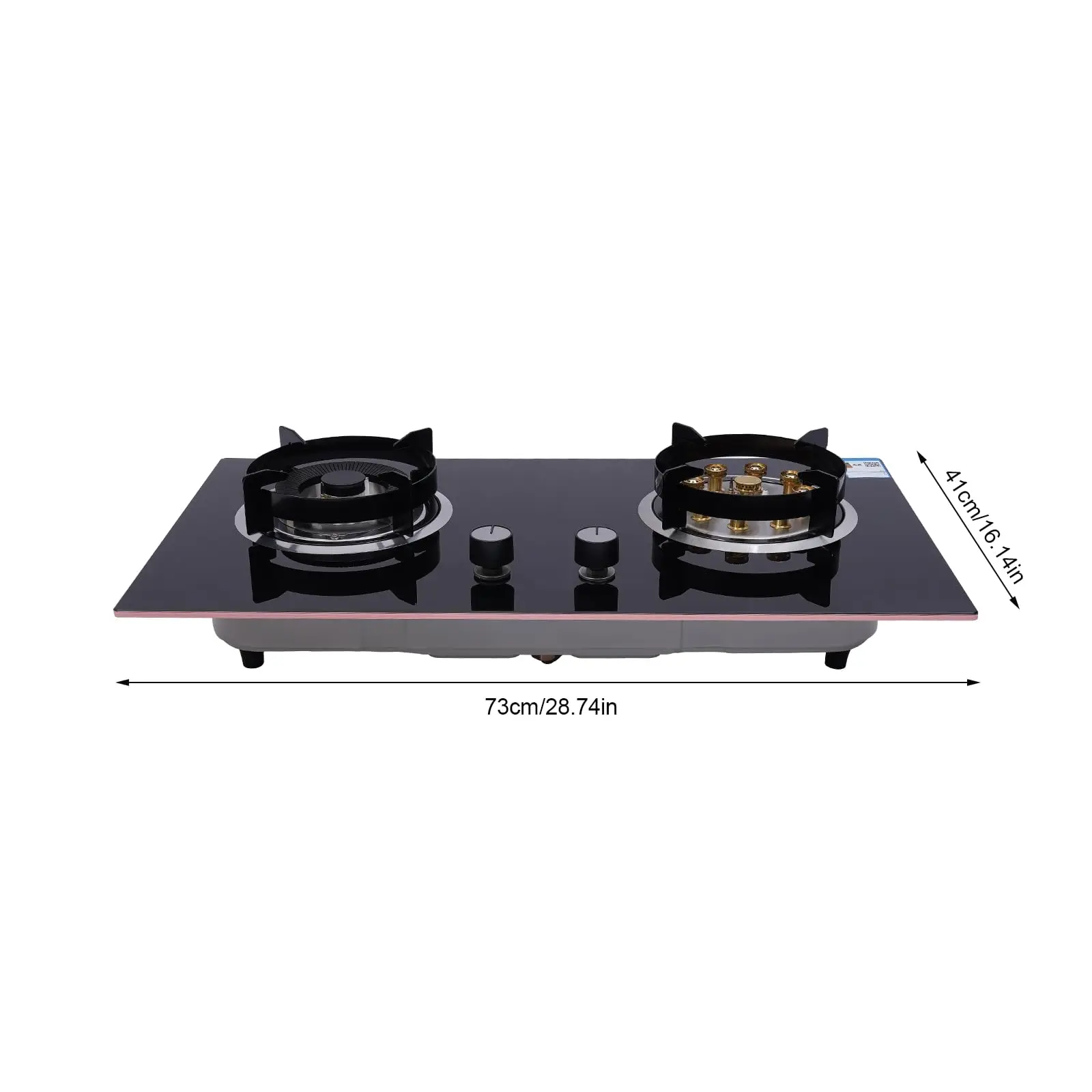 Piano cottura a gas a 2 fuochi, piano cottura a gas da 29 pollici per combustibile NG, protezione contro ignifuga, superficie in vetro temperato, facile da pulire -
