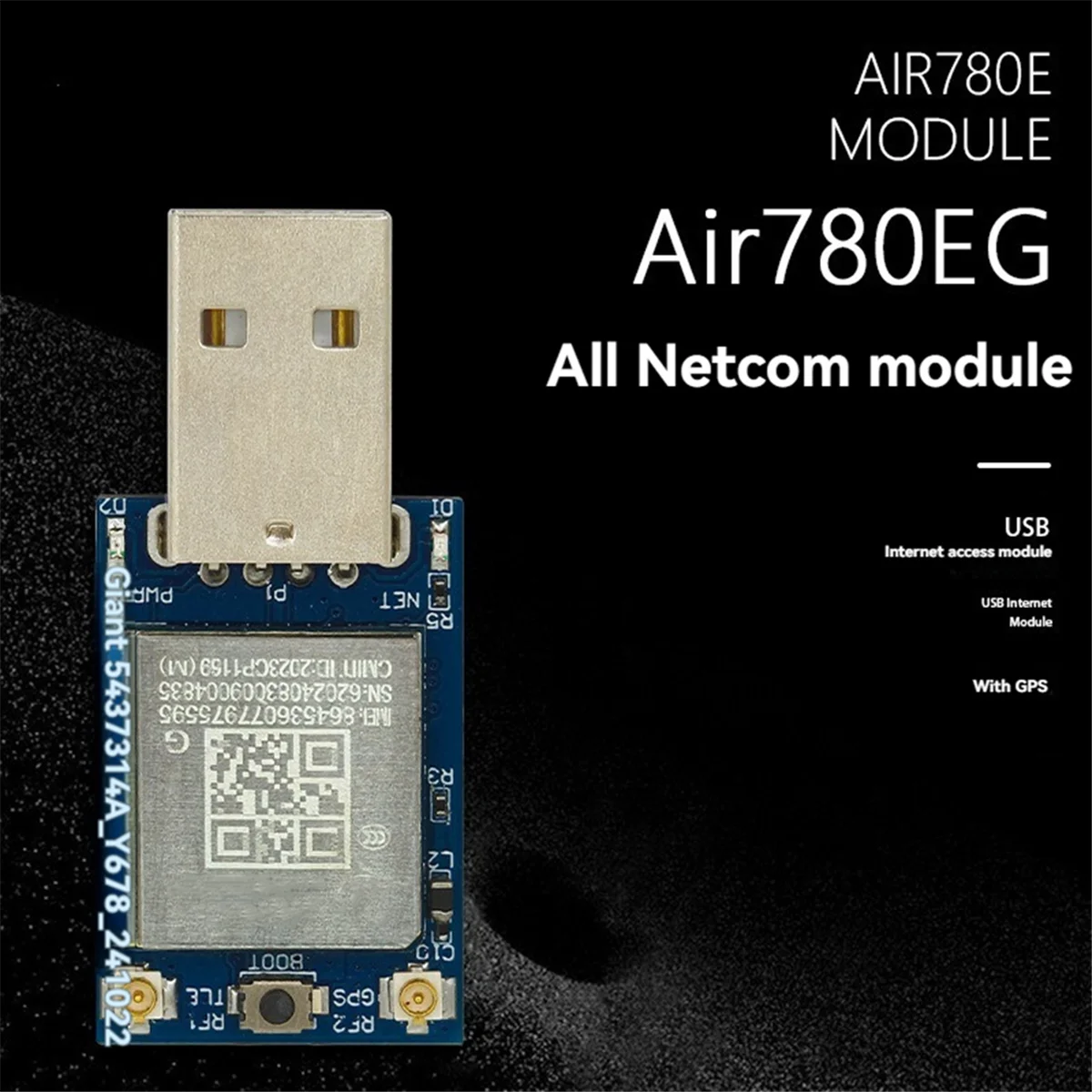LRGJS Air780EG Modulo Netcom completo 4G Modulo Internet USB con modulo portatile multifunzionale GPS Nessuna scheda driver + Antenna