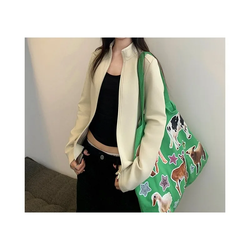 Giacca casual da donna autunno e inverno nuova giacca sportiva cardigan a vita corta con colletto rialzato e aderente