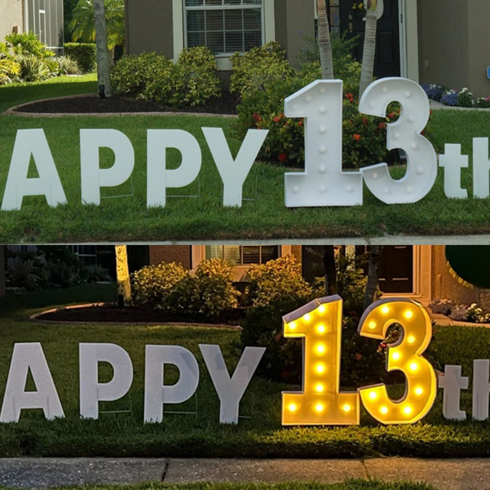 

Big Giant Marquee Light Up Number Mosaic Balloon Frame Light up Number Assembly Kit Backdrop Sign for Birthday Anniversary Party