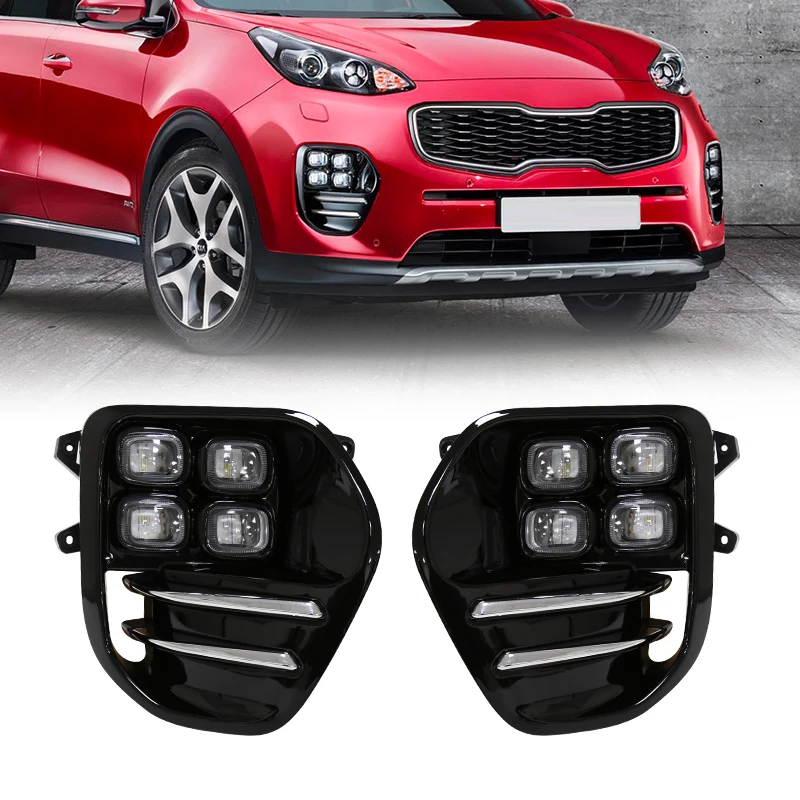 

Car Fog Lamp Assembly DRL For KIA Sportage QL KX5 2016 2017 2018 White LED Daytime Running Light Bumper Headlight Waterproof