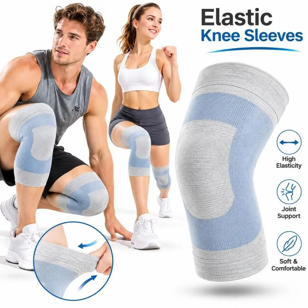New Breathable Elastic Knee Sleeves Non-Slip Lightweight Sports Knee Braces Warmth Retention Seamless Knee Warmers Men Women