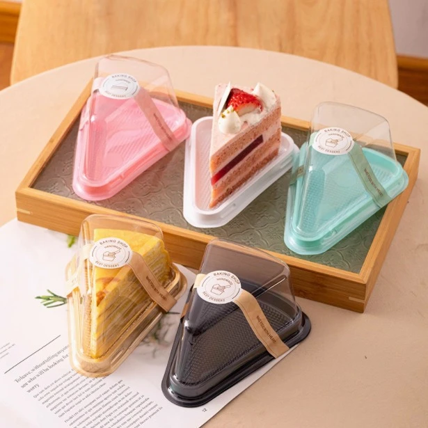 Triangle Thickened Cake Box Mousse Transparent Box Sandwich Thousand Layer Sliced Baked Pastry Packaging Boxes Bakeware 50pcs