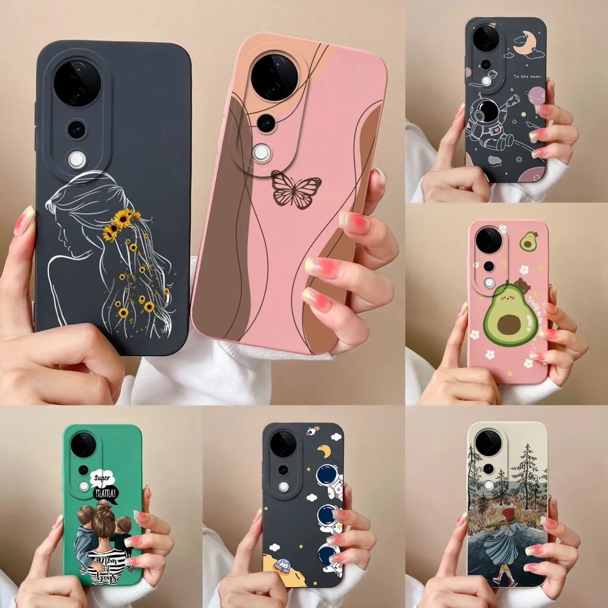 Case For Vivo V40 Pro SE Lite 5G Sweet Girl Silicone Soft Protective Phone Cover For VivoV40 Pro V40SE Lite 5G Funda Coque Shell