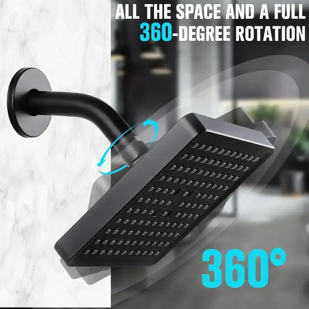 

Modern Water Saving Rain Shower Head High Flow Adjustable Shower Head Square High Pressure Bathroom Shower Head SPA