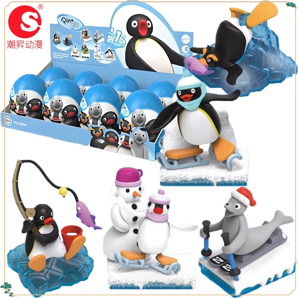 

Original Pingu Penguin Family Cool Play Space Miniature Scene Blind Box Stress-Relief Gashapon Model Toys Kids Creative Gifts