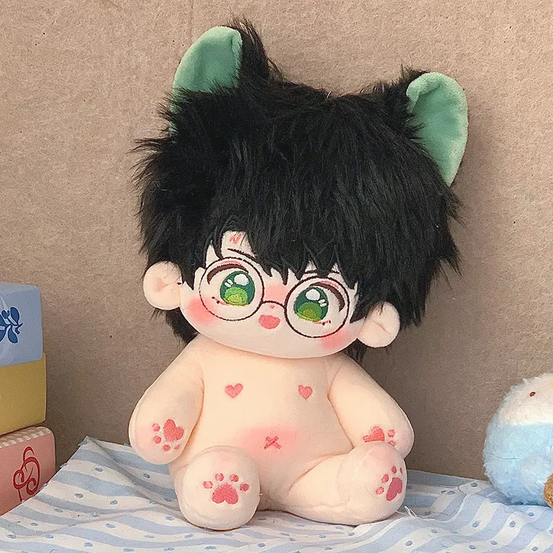 20Cm Kawaii Pluche Katoenen Pop Idool Gevulde Ster Figuur Speelgoed Borden Anime Goochelaar Bril Vet Lichaam Pop Kan Veranderen kleding Geschenken