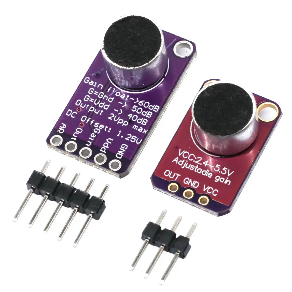 MAX4466 Electret Microphone Amplifier Module with AGC, Adjustable Gain for Sound Detection (1.5-5V)