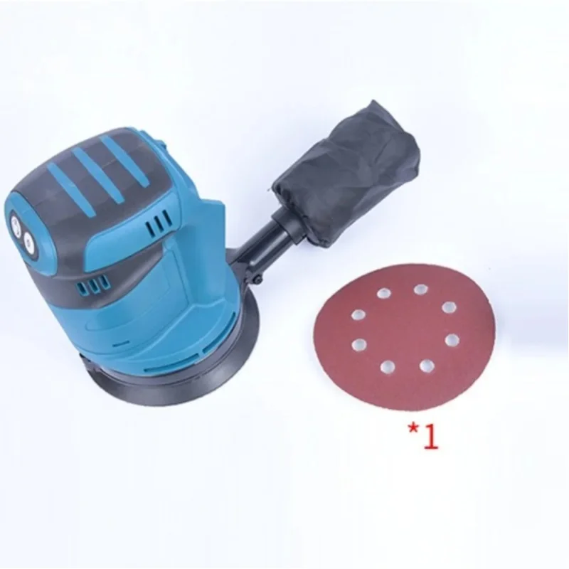 18V Akku-Exzenterschleifer Poliermaschine mit Lithium-Batterie, 3 Geschwindigkeiten, tragbare elektrische Schleifmaschine, 125mm Schleifpad, nur Gerät ohne Akku, mit 1 Schleifpapierblatt für Auto,