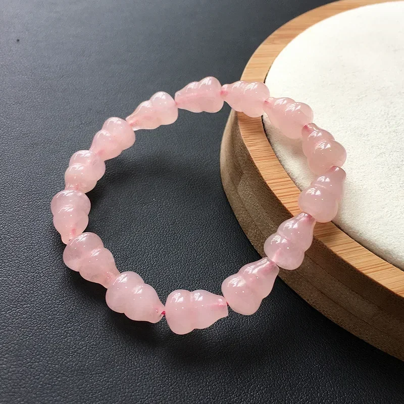 Wholesale Pink Quartzite Natural Crystal Bracelet Gourd Beads Hand Row Luck For Girl Women Help Business Stone Fashion Jewelry