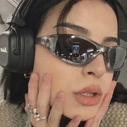 Fashion Vintage Cyberpunk Y2K Sunglasses Men Women Luxury Brand Designer Square Silver Punk Sun Glasses For Female Eyewear UV400