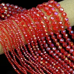 Football Red Color AB Austrian Crystal 3 4 6 8 10mm Round Glass Spacer Loose Beads For Jewelry Making LOVE Bracelet Neckalce DIY