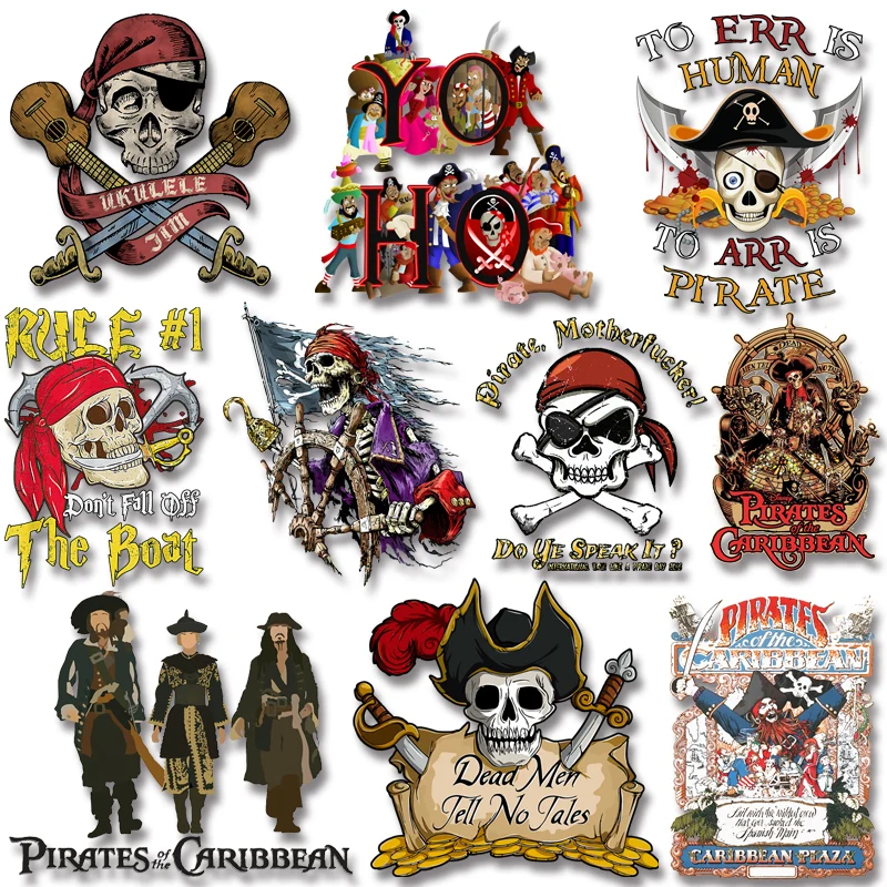 

Pirates of the Caribbean Movies Heat Transfer Printings Iron on Transfers for Kids’ clothes DIY Appliques