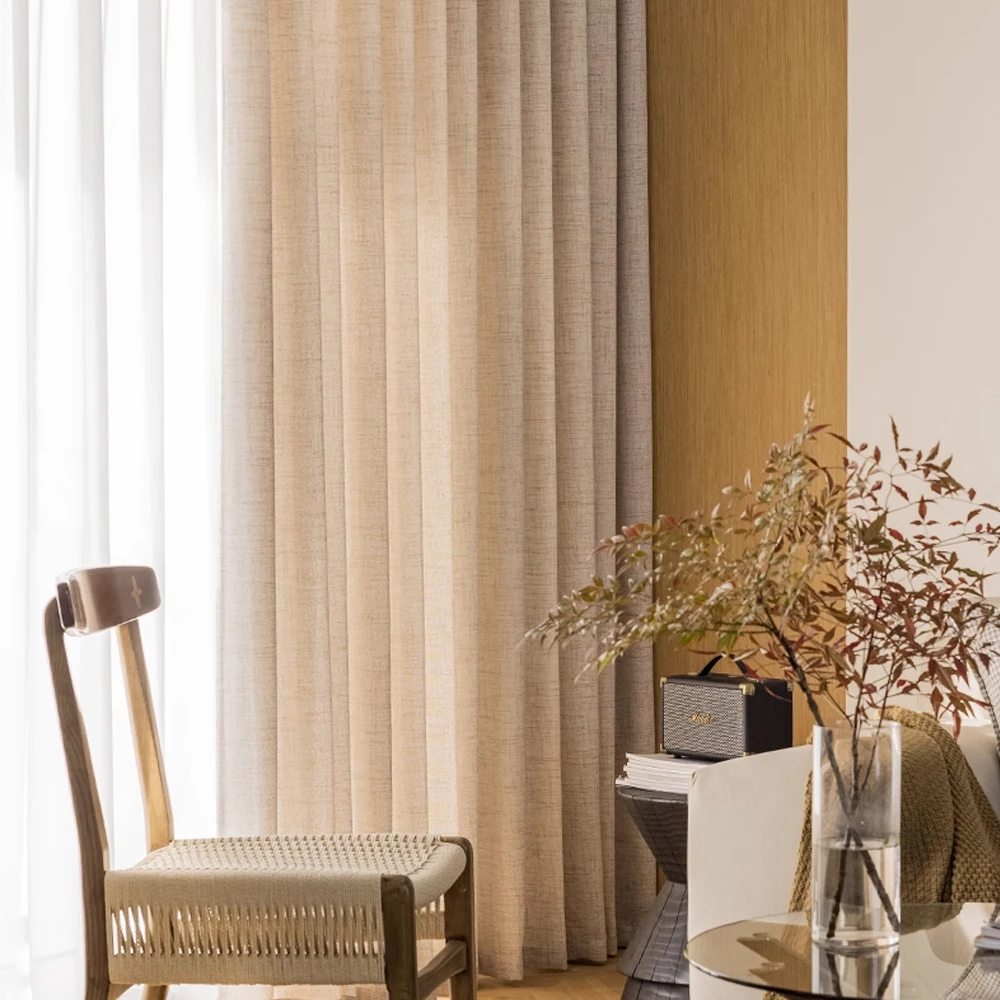 Picture 5: 1pc Modern Simple Solid Color Window Screen Customized Pleated Japanese Texture Floor Curtain Homestay Yarn Cotton Translucent