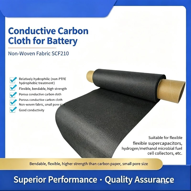 SCF210 Flexible Conductive Non‑Woven Carbon Cloth Hydrophilic Carbon Paper For Fuel Cell Battery Electrode Gas Diffusion Layer
