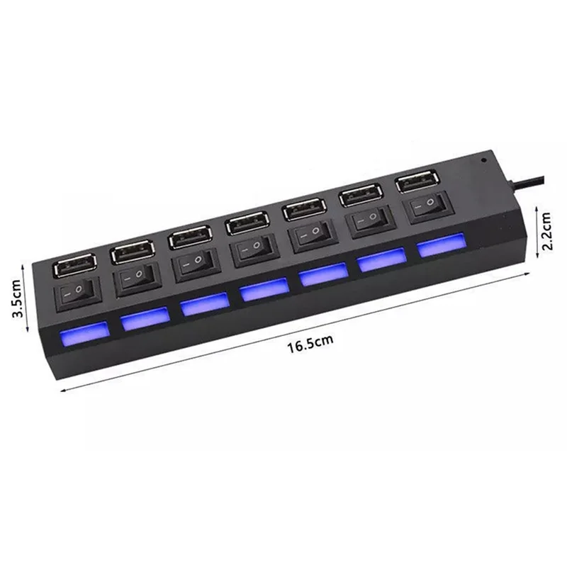 USB Hub 2.0 USB Splitter Multi Hub محول USB متعدد المنافذ محول الطاقة مع ملحقات التبديل للكمبيوتر المحمول، أبيض