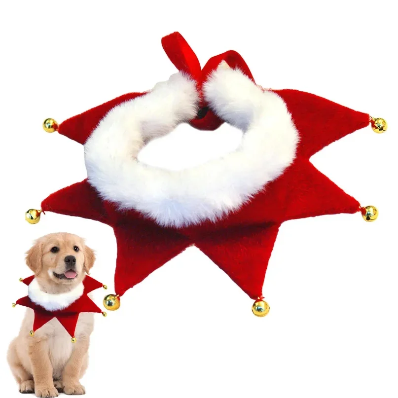 Winter Christmas Pet Collar Plush Cat Dog Triangle Scarf with Bell Cute Christmas Elements Pet Drool Towel Xmas Decor Props 2026