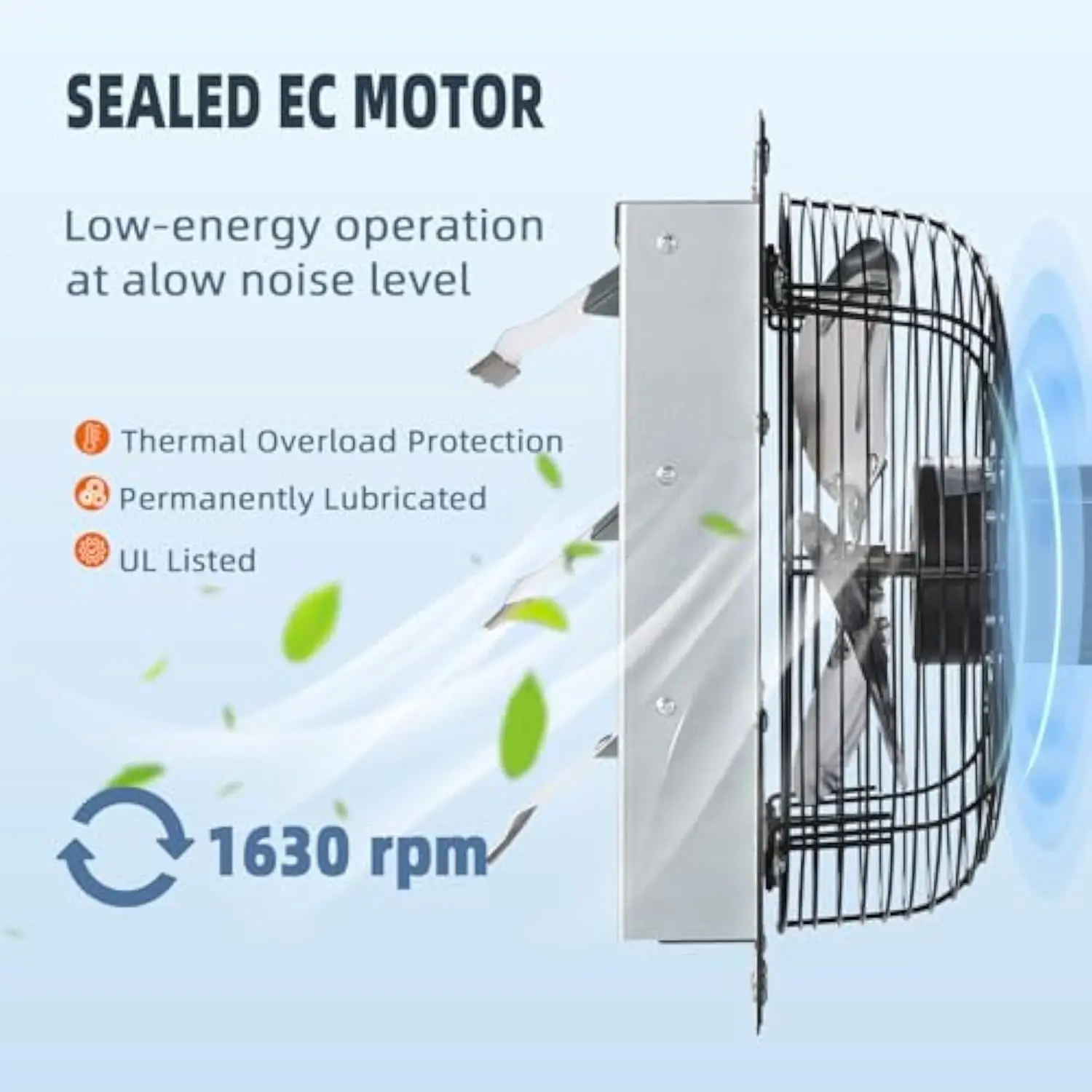 12 inch wall mounted louver exhaust fan, high-speed 1630 rpm ，attic fan, suitable for ventilation, extraction, and exhaust in