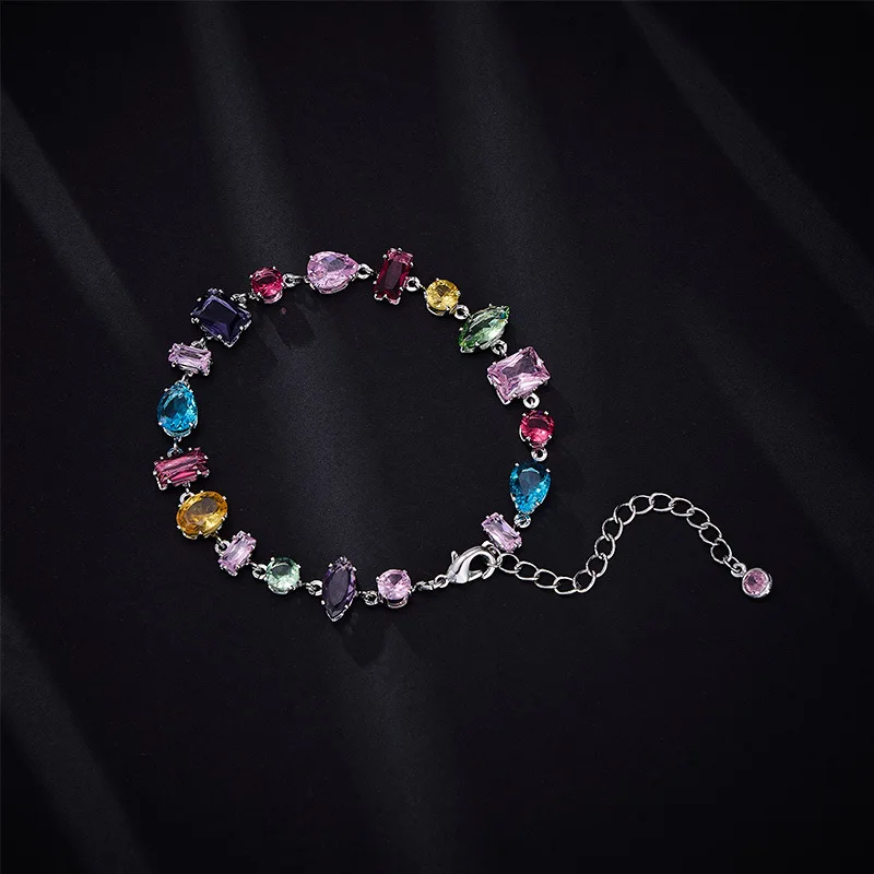 Luxury Colorful Cubic Zirconia Beaded Bracelet Candy Color Dopamine Hand Chain Women Party Jewelry Birthday Gift
