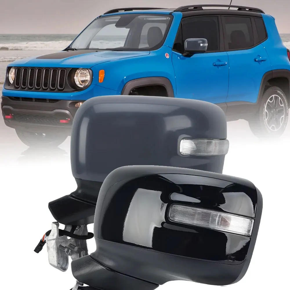 Side Mirror Assembly For Jeep Renegade 2015 2016 2017 2018-2023 Outside Rearview heated Mirrors Indicator Light 7/9pins