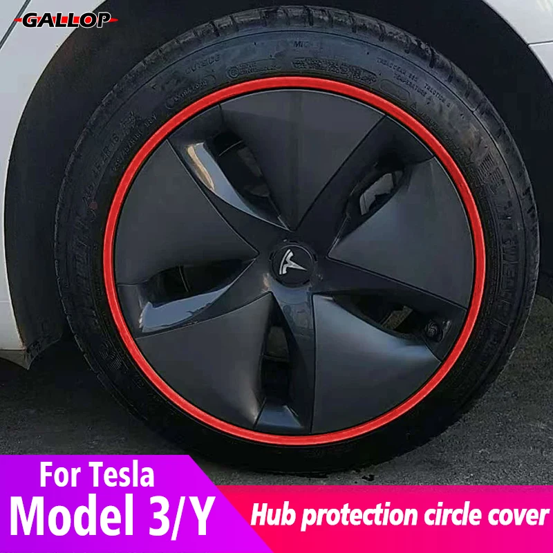 Car Hub Protective Ring Cover Tire Hub Center Cover Decoration Sticker Panel Accessories For Tesla 2016-2022 Model 3 Model Y