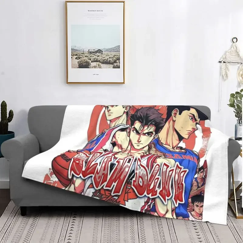 Slam Dunk Anime Sport Knitted Blanket Basketball Japanese manga Flannel Throw Blankets Bedroom Decoration Lightweight Bedspread