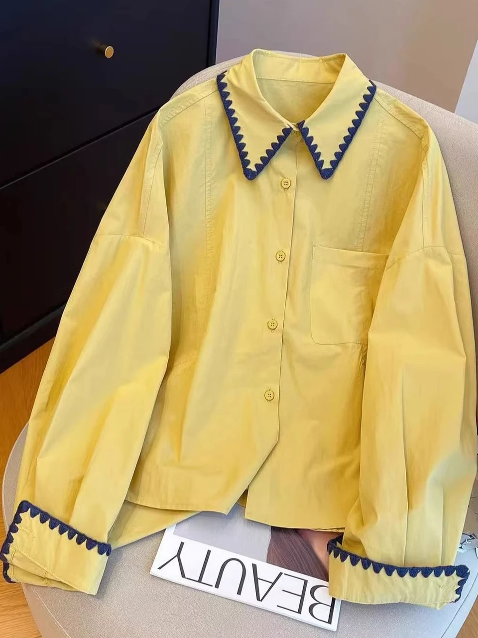 

Large Size 300 Pou Beautiful Embroidered Lace Long Sve irt Casual Loose Collar Men's Autumn Clothing Breathable Polye...
