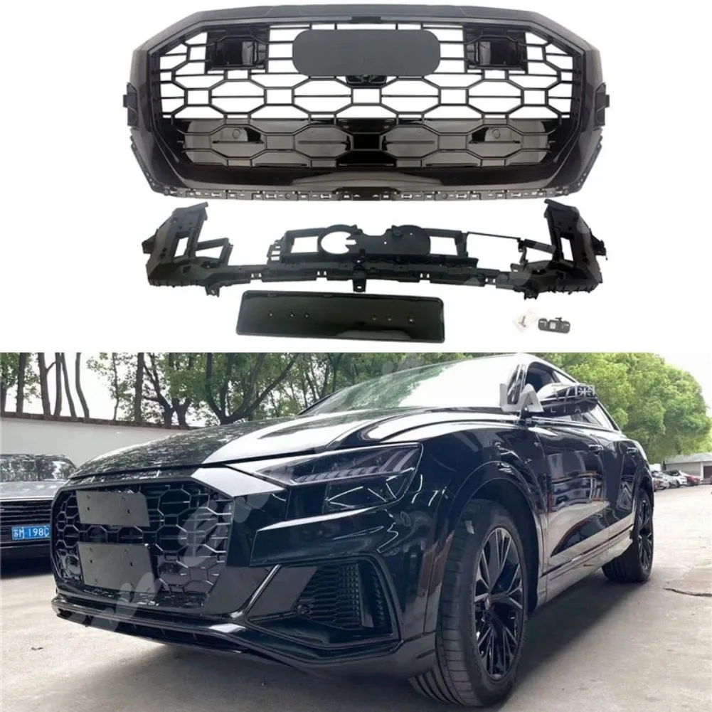 

Front bumper Grille Upper Honeycomb Mesh Grill For Audi Q8 2020 2021 2022 2023 Upgrade RSQ8 Style