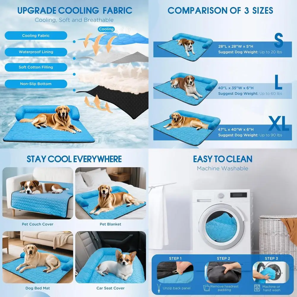 سرير تبريد كبير للكلاب - سرير للحيوانات الأليفة قابل للغسل في الغسالة، مقاوم للماء وغير قابل للانزلاق للاستخدام الخارجي/الداخلي، L-40x35