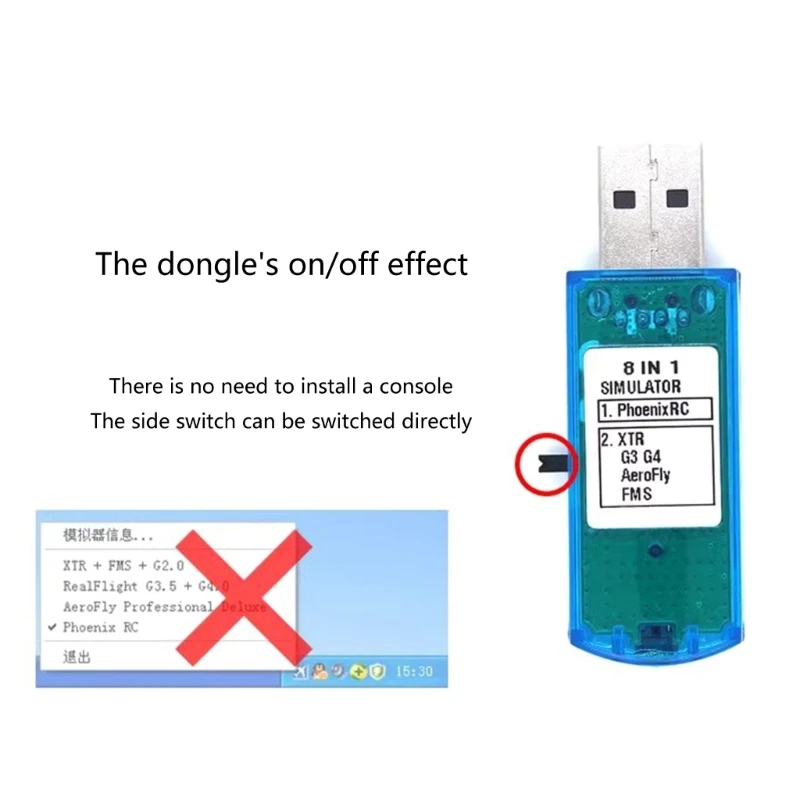 8 في 1 أجهزة محاكاة الطيران USB FPVs وحدات تحكم طائرات الهليكوبتر مع كابل للتعلم وممارسة مهارات الطيران