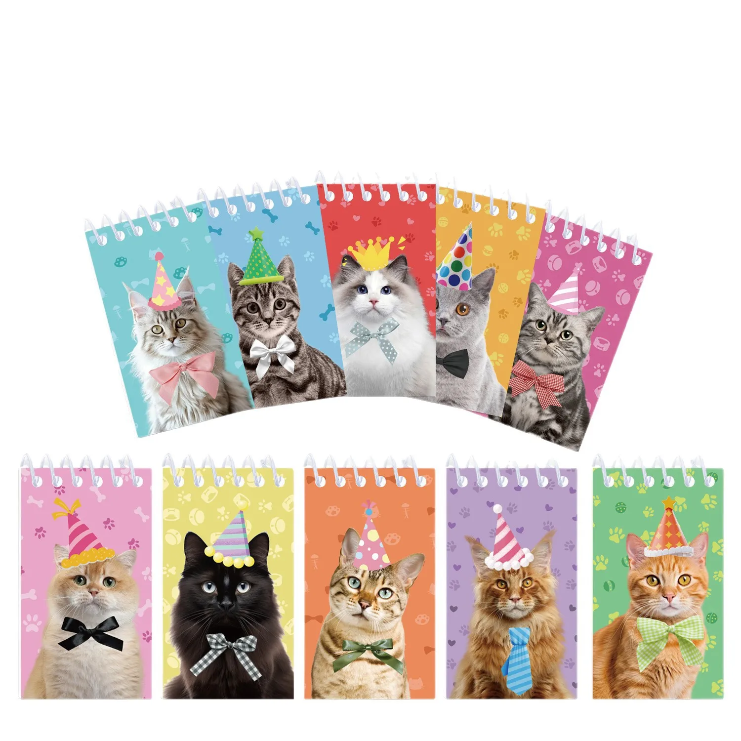 10Pcs Cartoon Cute Pet Cat Portable Coil Notebook Mini Notepad for Kids Pet Theme Birthday Party Favors Back To School Rewards - view 5