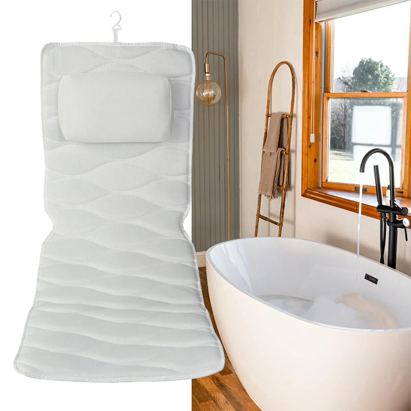 Bath Pillow with Powerful Suction Cups Comfortable Portable and Cushion SPA Pillow with Headrest for SPA Soak Bathroom Bathtub